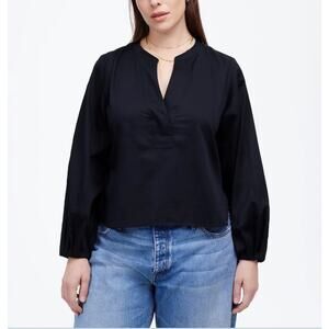 Madewell V-Neck Long-Sleeve Top Womens XXS Deep Indigo Blue Stretch Regular Fit